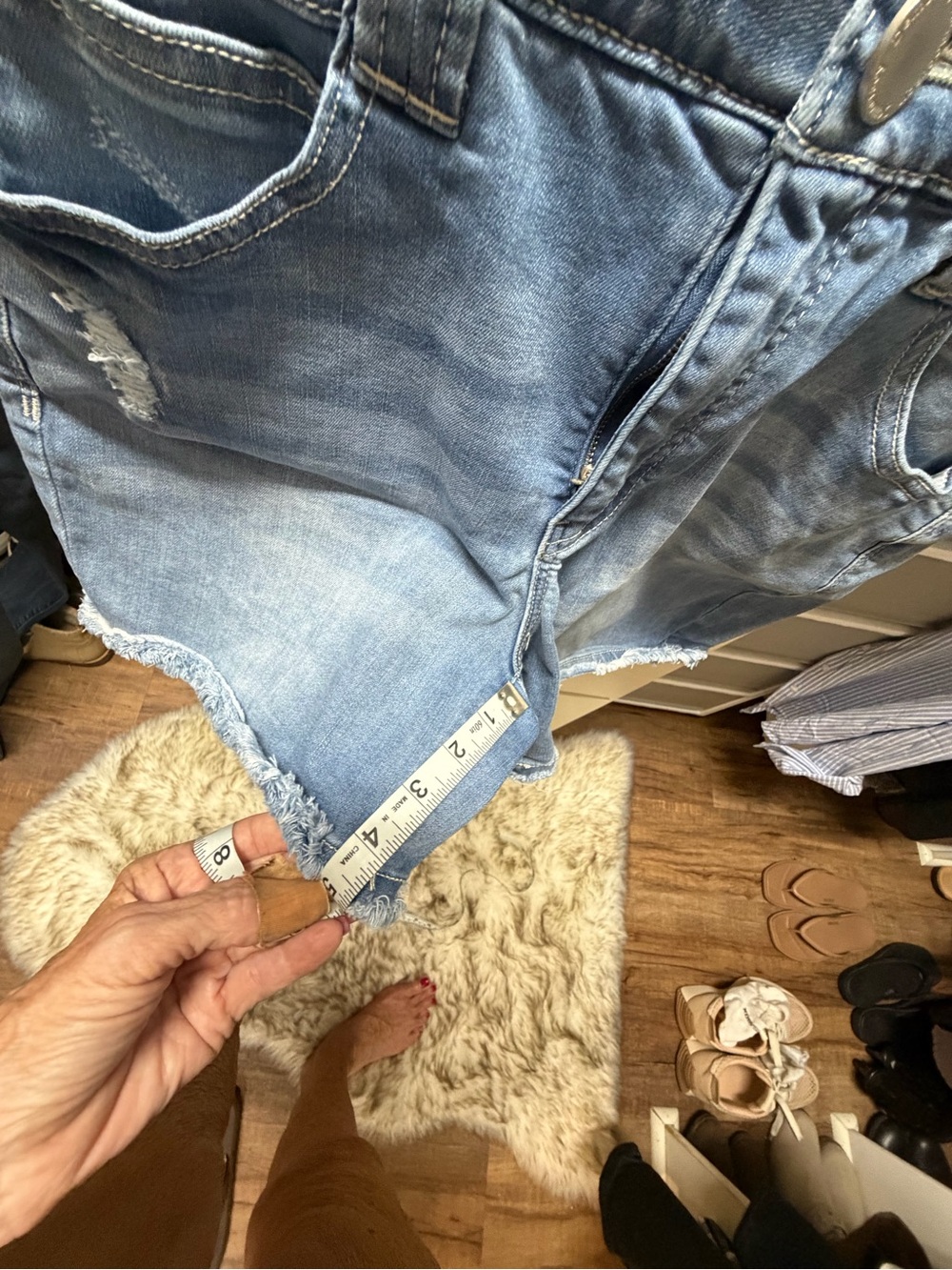 Democracy Light Blue Distressed Denim Jean Shorts - Picture 3 of 4